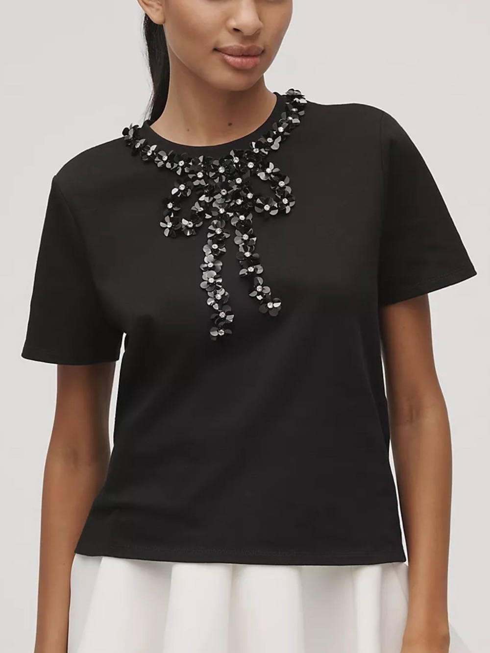 NWT Anthropologie English Factory Rhinestone Bow Tee, Small